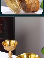 Taza sagrada protectora de cobre puro antiguo dorado estilo tibetano tántrico ocho suministros de Buda auspicioso, taza de agua - details 6
