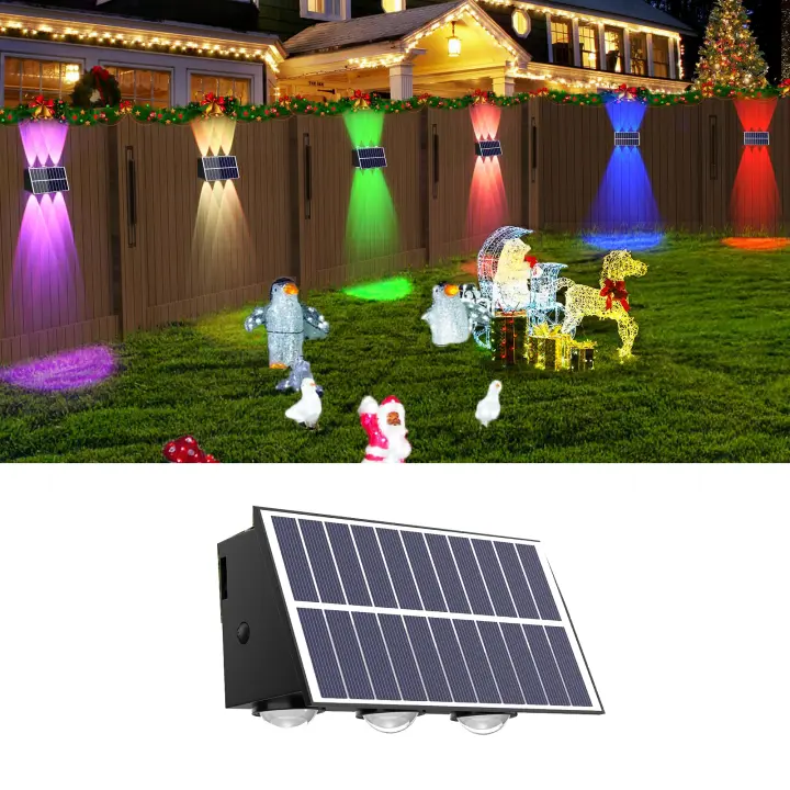 RXUNS Luces de Valla Solar RGB Lámpara de Pared Moderna para Exteriores Impermeable Conectividad de Cable - 1