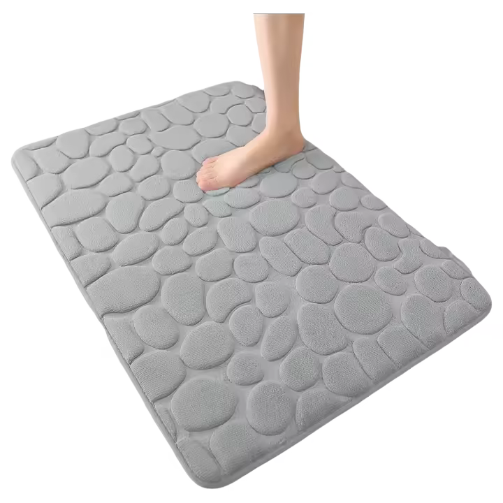 Alfombra ultraabsorbente con forma de guijarro de esponja viscoelástica, alfombra de baño lavable a máquina - 1