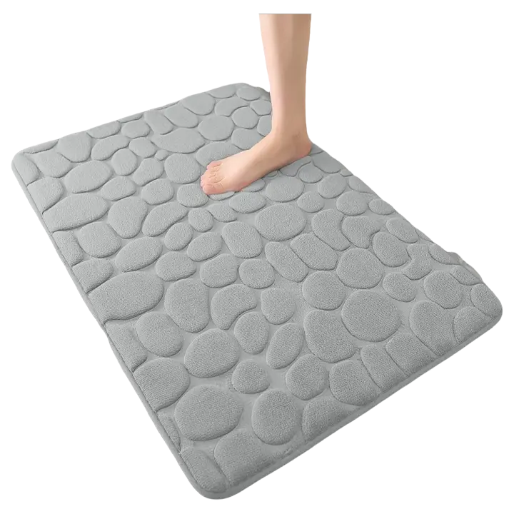 Alfombra ultraabsorbente con forma de guijarro de esponja viscoelástica, alfombra de baño lavable a máquina - 1