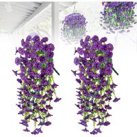 2 Piezas De Flores Artificiales Colgantes Para Exteriores, Plantas De Vid Larga, Eucalipto De Gloria Matutina, Verde De Imitación Realista Para Interior, Exterior, Patio, Porche, Jardín, Decoración De Primavera - details 12