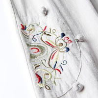 Pantalones rectos de pierna ancha de mezcla de lino para mujer, corte holgado para el trabajo y el uso diario - details 3