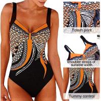Bañador de Una Pieza Vintage para Mujer, traje de Surf, Tallas Grandes, Monokini, Push Up, Sexy, Cuello en V - details 2