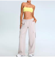 Otoño Invierno nuevo Yoga mujeres elástico de cintura alta pierna recta deportes Casual acampanado Cargo Fitness pantalones largos - details 28