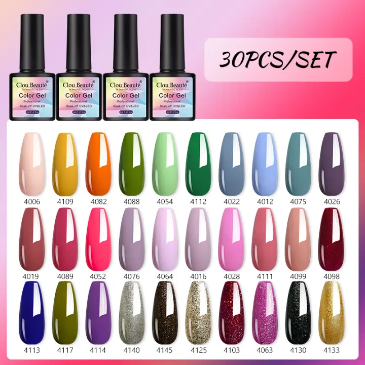 Esmalte de Gel para Uñas Clou Beaute-8ml Juego de 30 Piezas de Esmaltes Semipermanentes Brillantes de Larga Duración Color Nude Hecho en China - 1