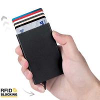 Cartera inteligente Anti RFID para hombre, portatarjetas de crédito, identificación, Metal, delgada, bloqueo de aluminio, billetera protegida, pequeña funda para tarjeta bancaria - details 5