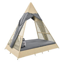 Conjunto de Jardín de Rattan Tenda, Cojines de Asiento, Cortina de Puerta Grisa - details 4