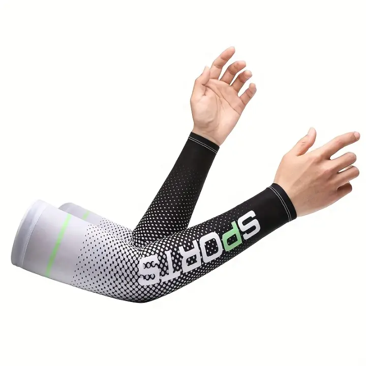2 piezas de Mangas Deportivas Refrescantes para Brazos - Protección UV, Nailon Transpirable para Golf, Ciclismo, Correr y Conducir - Unisex, Opciones Multicolor (Naranja, Verde, Azul, Negro y Más), Lavado a Mano o Limpieza en Seco - 1