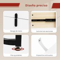 LED Ajustable y Espejo, Maquillaje con Tablero Vidrio Reforzado y Cajonera, Montaje Flexible, 100x40 cm, Mesa Mara y Metal, Blanco+Negro, MB6110wsz - details 4