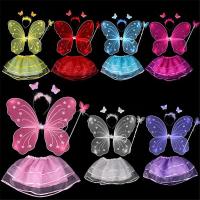 Faldas de tutú de hadas coloridas para niños, conjuntos de disfraces de princesa, diadema de varita, ropa de alas de mariposa - details 0