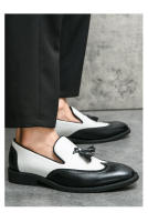 Moda solo zapatos bloque de negocios tallado con flecos pequeños zapatos de cuero - details 9