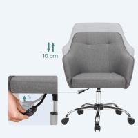 Silla de estudio, giratoria, altura ajustable, carga de 110 kg, marco de acero, tela de algodón-lino transpirable, para estudio, dormitorio, marrón OBG019K01 - details 39