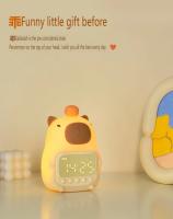 Luz Led nocturna de capibara, reloj despertador Digital recargable de silicona, lámpara de mesa regulable, sincronización, carga USB, regalo de cumpleaños para niños - details 9