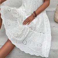 Sencillo e informal, largo, de cintura alta, a la moda, de verano a media pantorrilla, estilo festivo, algodón puro ahuecado, nuevo - details 13