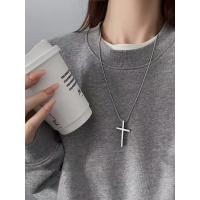 Collar Cruz Minimalista Unisex Cadena Simple Versátil de Acero de Titanio Estilo INS Frío - details 5
