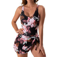 Trae una pieza para mujer con control abdominal, baño, falda, traje de baño - details 7