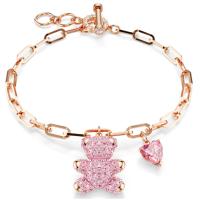 Swaroski-pulsera con dije de oso rosa chapada en oro rosa, corazón de cristal plateado, pulsera de eslabones CZ, regalo de joyería ajustable para mujer ﻿ 16-18cm - details 0