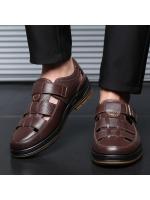 Sandalias de piel de vaca huecas de verano, sandalias ligeras transpirables para hombre, sandalias para exteriores, zapatos de playa cómodos informales de viaje para hombre de gran tamaño - details 6