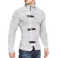Suéter de cuello alto para hombre, chaqueta de punto de manga larga con botones, ropa de talla grande, otoño e invierno, 2024 - details 4