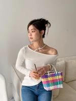 2025 nueva cesta de verduras, bolso de PVC a la moda de verano, bolso tejido a mano, bolso de mano a rayas de retales, bolsos de playa, monederos y bolsos - details 26