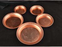 Placa de cobre rojo puro tibetano, patrón roscado a mano, taza de purificación, ocho tazones, plato de agua, plato de fruta de fondo plano - details 7