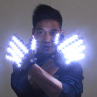 Guantes emisores de luz de 6 colores para DJ, fiesta de música, Cosplay, escenario, actuación, medio dedo, LED, luces láser brillantes - details 0