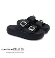 Zapatillas de plataforma nuevas sandalias de hebilla de cinturón retro de arrastre de una y media punta abierta de moda casual versátil - details 9
