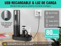 HAUSHOF Juego de Sacacorchos 4 en 1, Abridor de Vino con Soporte, Sacacorchos Eléctrico con Tapón de Vino al Vacío, Cortador de Papel de Aluminio, Vertedor de Vino - details 3