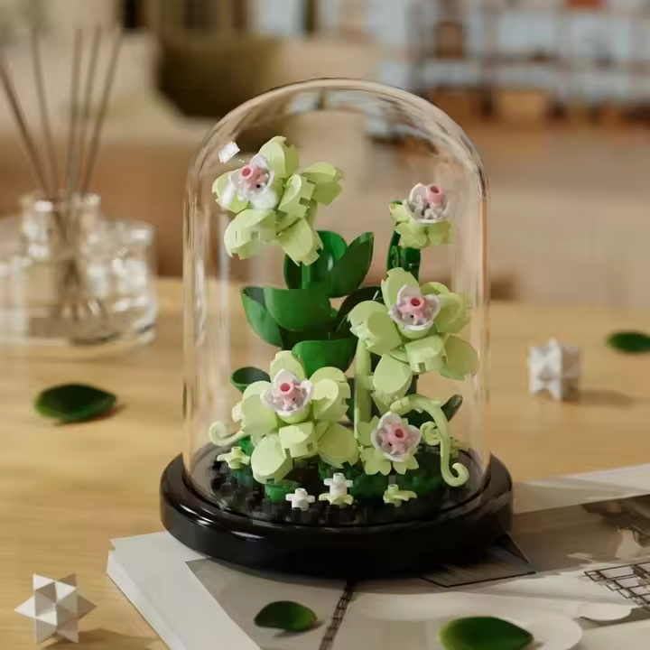 Ramo de flores en miniatura Bonsai Bloques de construcción Plantas artificiales de plástico Cubierta de polvo Modelos Decoración del hogar Juguetes Niños Brithday Regalo - 1