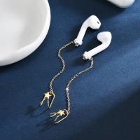 2 unids/par decoración de oreja auriculares cadenas antipérdida Clip de oreja perla cadenas para auriculares pentagrama joyería auriculares Clip de cadena - details 0