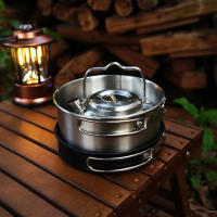 Cocinas de acero inoxidable para exteriores, de 4 piezas juego familiar, portátil, para Picnic, sopa, freír, vaporera, para el hogar - details 3