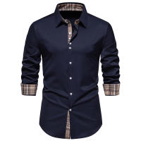 Camisa de Hombre a Cuadros Moda con Bloque de Colores para Primavera Arrivo Nuevo Manga Larga Casual para Fiesta Negocios Social - details 4