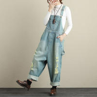 Pantalones vaqueros holgados para mujer, peto con diseño de agujeros rasgados, informales, Vintage, clásicos, Otoño, 2023 - details 2