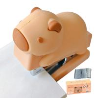 Juego de grapadora pequeña 3D Capybara, grapadora de dibujos animados bonita, grapadora multifuncional con grapas para útiles escolares para estudiantes - details 0