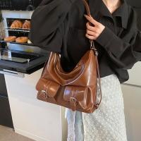 Mochilas con múltiples bolsillos de Color sólido, bolso de hombro estilo Y2K, bolso cruzado de cuero PU, bolso de mano, mochila para mujer al aire libre - details 6