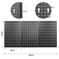 Organizador de pared de tablero de clavijas de metal de 120x60 cm con ganchos, kit de 17 piezas, contenedores de almacenamiento para garaje y organizador de herramientas de panel de tablero de clavijas. - details 4