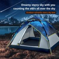 Tienda de campaña con cielo estrellado de doble capa, tienda plegable impermeable automática para 3-4 personas - details 1