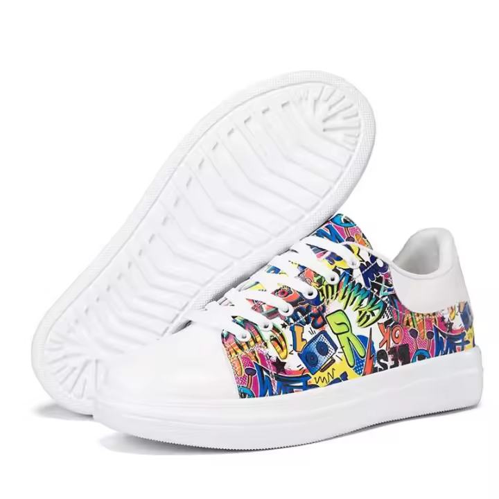 Nuevo diseño de fiesta de moda, zapatos de tenis dorados para mujer, zapatillas blancas planas grandes 48 gruesas, precio bajo, adolescente americano - 1
