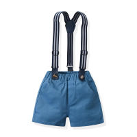 Traje de verano para niños, chaleco, camisa Floral de manga corta, pantalones cortos con tirantes, conjunto de tres piezas, traje Pastoral de moda - details 15