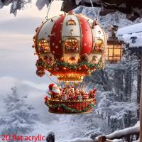 Adornos colgantes acrílicos de Papá Noel en globo aerostático navideño, decoraciones de pared para dormitorio y sala de estar - details 0