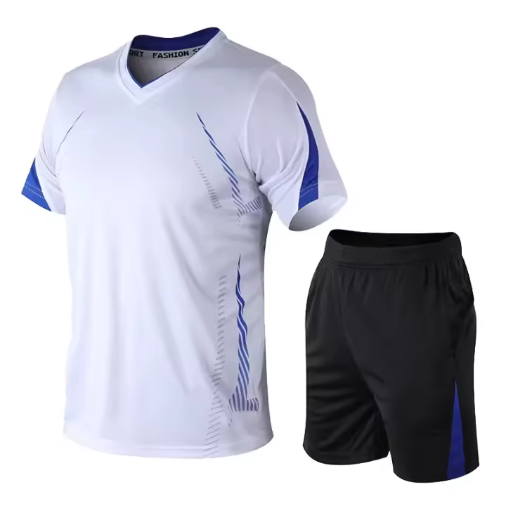 Camiseta de manga corta de seda de hielo para hombre, conjunto informal de secado rápido, pantalones cortos deportivos transpirables - 1