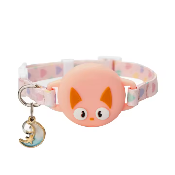 Collar de posicionamiento de gato con efecto luminoso, hebilla de seguridad, patrón de gato, rastreador de ubicación de gato, cubierta protectora de silicona - 1