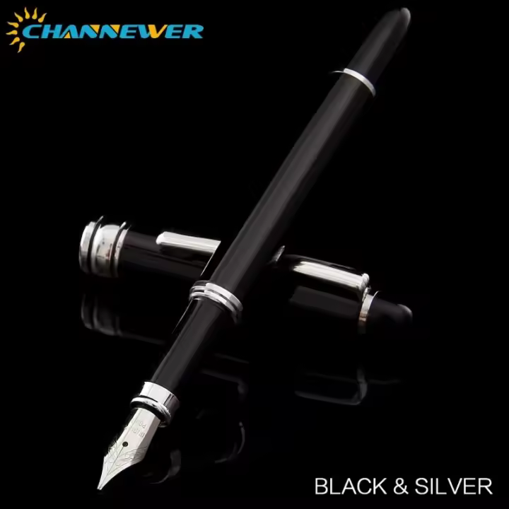 Convertidor de pluma estilográfica negra de Metal clásico, plumas de caligrafía para escribir, dibujar, diario, regalo de negocios - 1