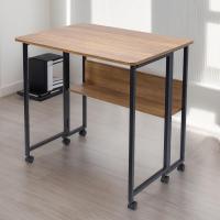 Mesa Escritorio Plegable con Ruedas y Almacenamiento, Mesa Plegable de Pequeño Espacio para Estudio, Oficina en Casa, Computadora Manualidades, Marrón y Negro - details 1