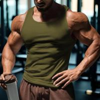 Un chaleco informal y transpirable de color liso para el entrenamiento físico de verano de los hombres en Europa y Estados Unidos en 2025. - details 9
