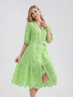 Marwin-Vestido de algodón con agujeros para mujer, Vestido informal de cintura alta con volantes y cuello en V, con volantes - details 16