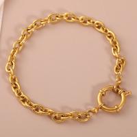 Pulsera de acero inoxidable para mujer, joyería simple de moda con cadena cruzada dorada - details 5