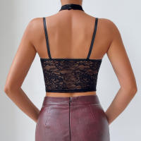 Encaje sexy top de chicas calientes con aros de acero cuerpo forma corsé cuello colgante tirantes chaleco exterior - details 4