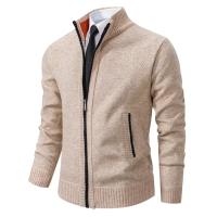 2025 Otoño e Invierno Jersey nuevo abrigo deportivo Casual para hombre suéter con cuello levantado de Color sólido cálido con cremallera de lana. - details 1