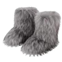 Botas de nieve, forro de fieltro peludo de piel de esponja, goma sin cordones, paridad plana, cálido para mujer, invierno - details 3